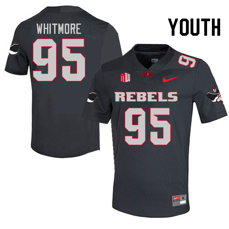 Youth #95 Alexander Whitmore UNLV Rebels College Football Jerseys Stitched Sale-Charcoal - Click Image to Close